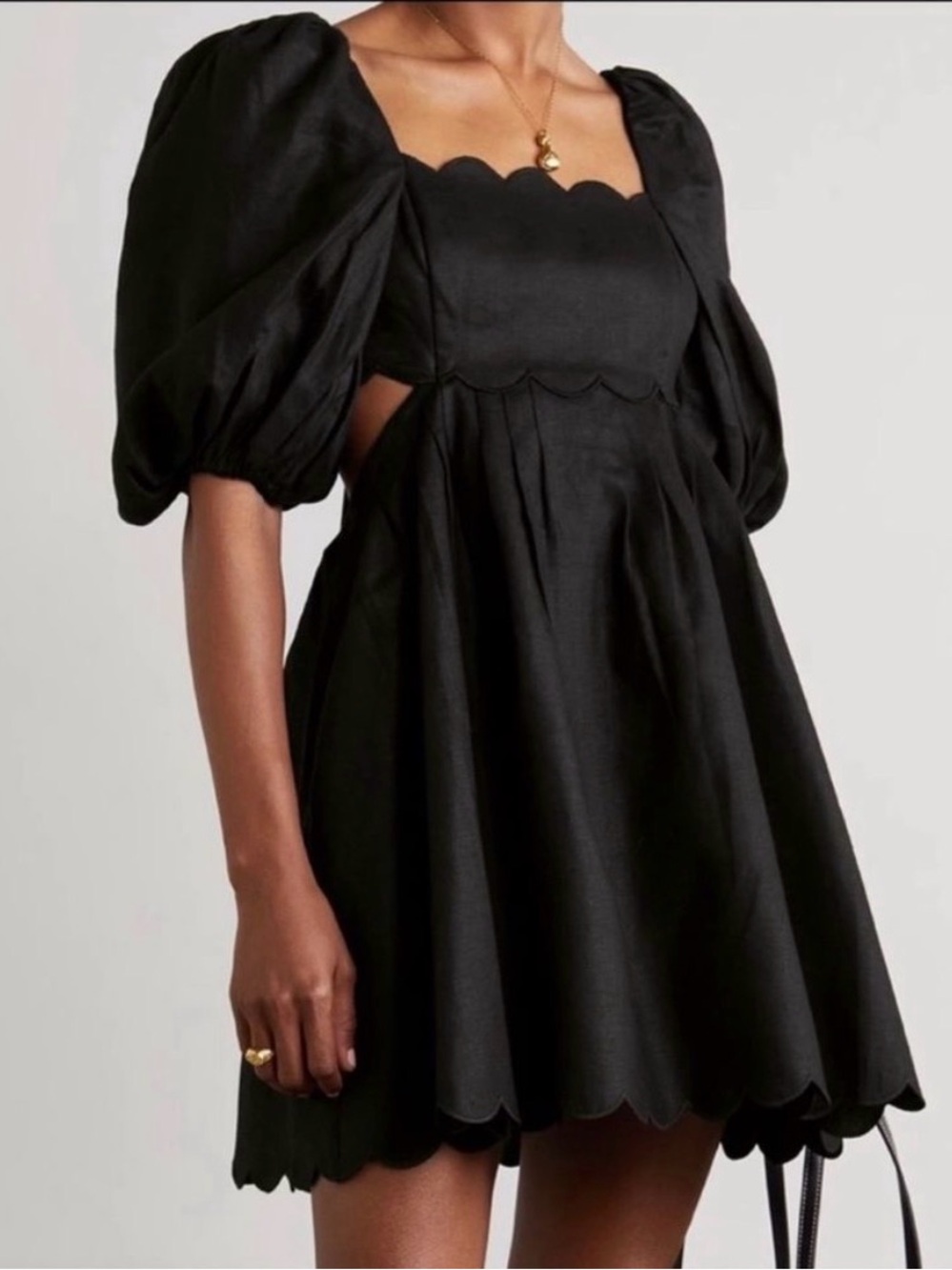 ZIMMERMAN Mae Black Backless Mini Linen Dress (Sz 1 AU/ 2 US)